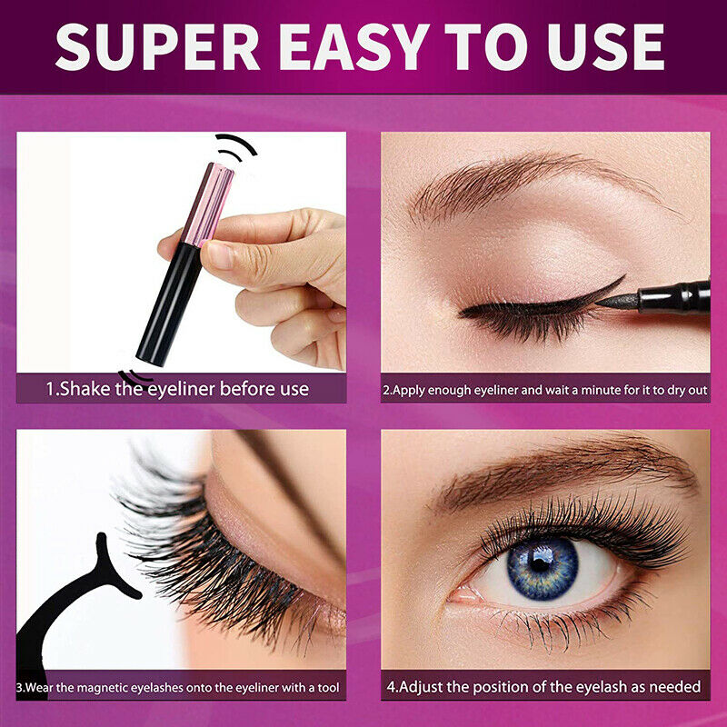 5 Pairs False Magnetic Eyelashes Set